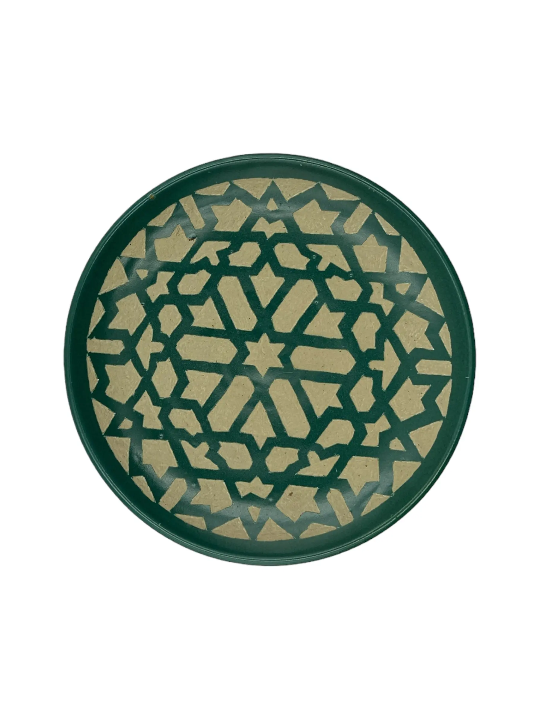 Fez Chisel Emerald Plate | Handcrafted Fez Clay Pottery – Natural Pigments & Traditional Moroccan Craftsmanship