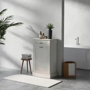 【US-based sellers】Kitchen Tilt Out Trash Bin Cabinet Free Standing Storage Cabinet with Drawer