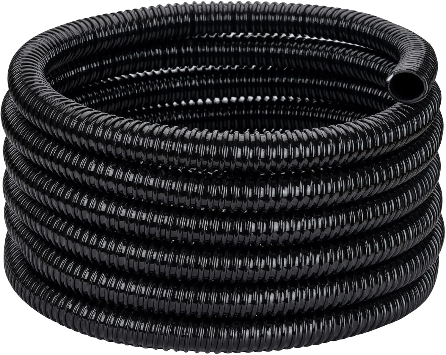 Pond Tubing ID 1 1/4" 20ft Black Corrugated Flexible Pump Hose | Reinforced Water Suction Drain Tube Pipe for Waterfall Pond Filter Fountain Garden, Non-toxic Kinkproof ( 1.25 inch ID )
