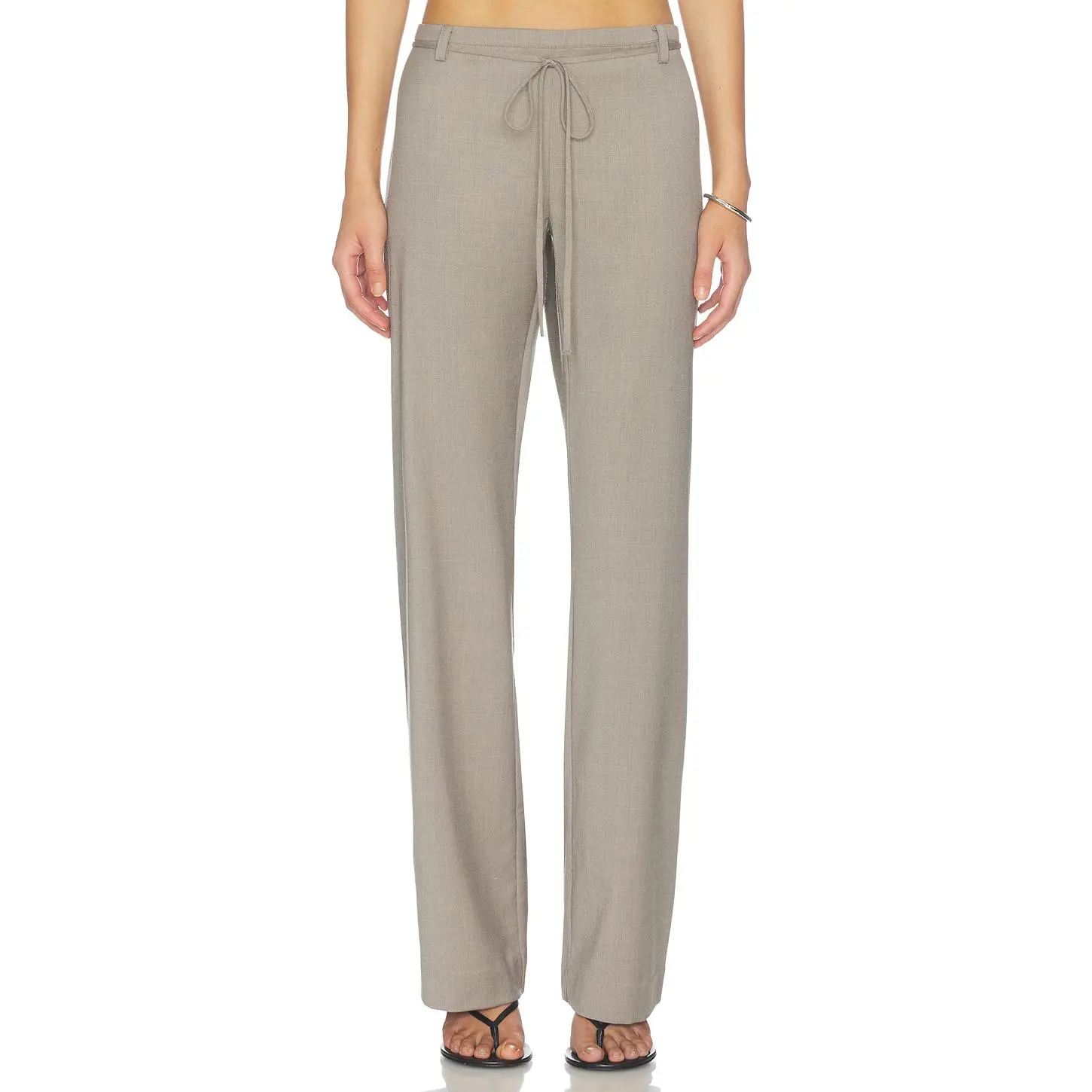 St. Agni 90's Wool Rouleau Minimal Pant in Light Taupe