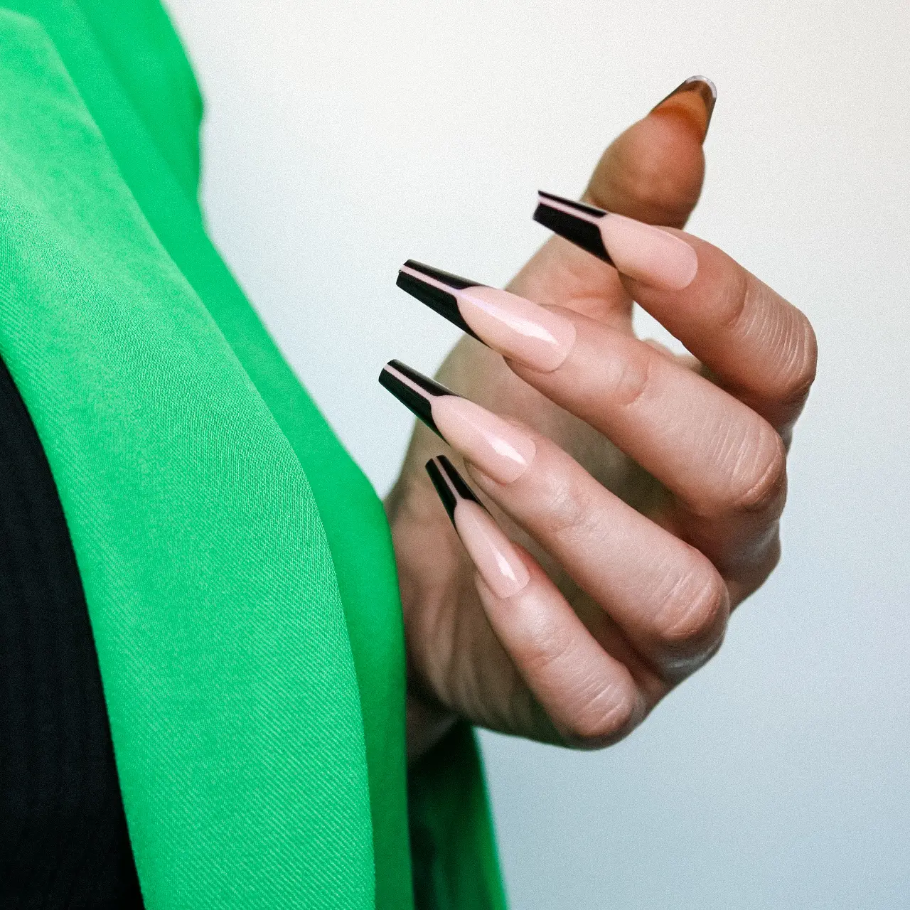 Allkem Revolve French Press on Nails | Glossy Extra Long coffin | 10 sizes - 20 pcs Ballerina Nail kit with Glue