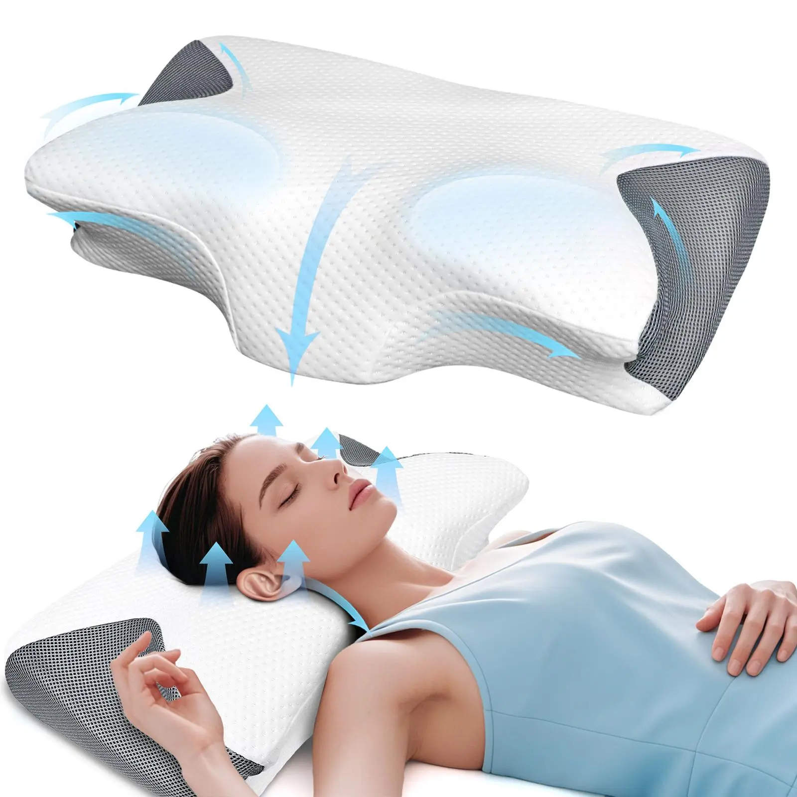 Memory Foam Neck Pillow, 1 Count Comfortable & Breathable Neck Pillow, Sleeping Pillow for Side Sleeping，Boyfriend Gifts、pillows、Christmas gift、Comfortable、2025
