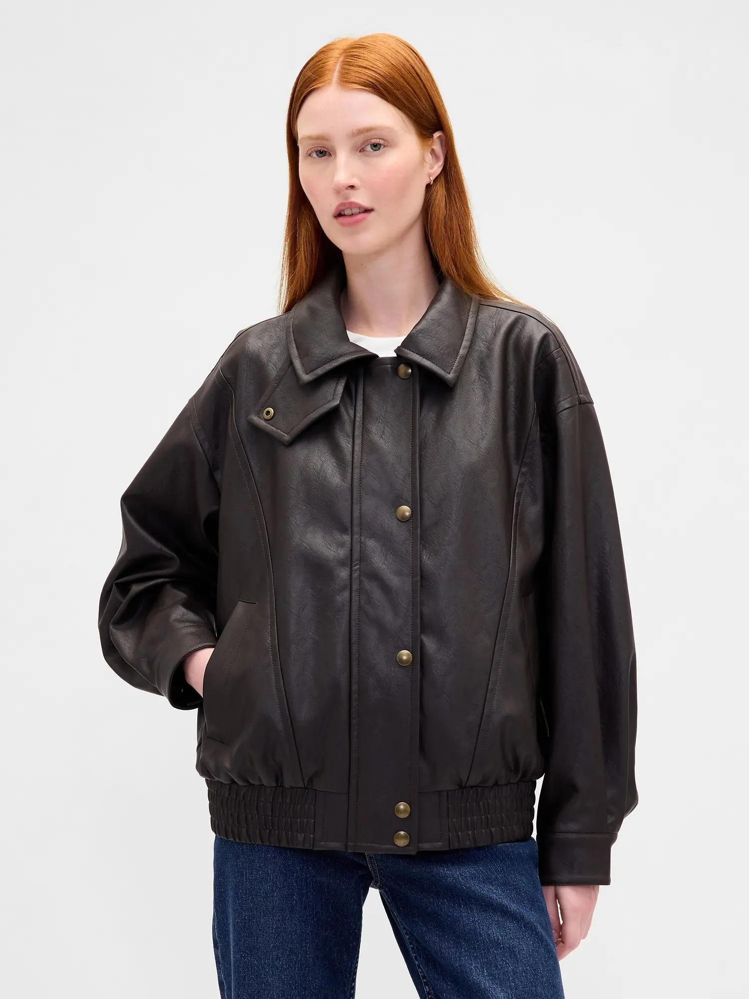 Gap Women's Oversized Vegan Leather Jacket Gap Women's Oversized Vegan Leather Jacket