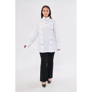 Long Sleeve Buttoned Top- White