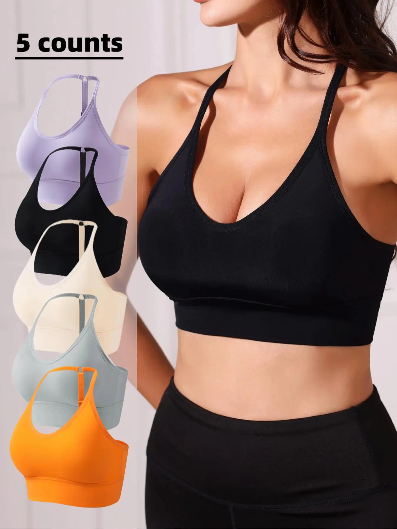 Women's Solid Color Wireless Bra with Removable Chest Pads, Soft Adjustable Straps Lingerie, Comfortable Breathable Lingerie Underwear for All Seasons Womenswear Removable Cups Bras, Wire Free Bra