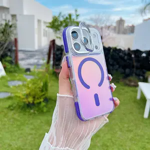 Magnetic Mount Case, Lizard Pattern, Compatible with iPhone 17 Pro Max/16/15/14/13/12/11/17, Bright Colors, Two‑Tone Gradient Design, Shock‑Resistant, Supports MagSafe Function, Hard Acrylic Case, Minimalist Style, Phone Accessory