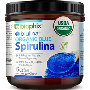 Biophix Blulina Organic Blue Spirulina Powder 6 oz 170 g USDA Certified Antioxidants Immune Support Superfood US Made - Healthcare