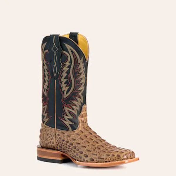 Cavender\'s exclusive medium brown pirarucu​ ​print western square toe Cavenders Mens Bonham Cigar Pirarucu and Chocolate Wide  main image 3