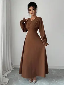 Women's A-Line Dress, Slim Fit Colorblock Pattern, Perfect for Party, Evening &, Elegant Party Dress, Ideal for Fall & Winter Seasons, Classy Dresses