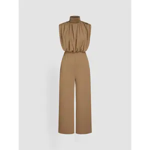 Cider [size 2-10] High Neck Solid Zipper Ruched Jumpsuit SwimWeek