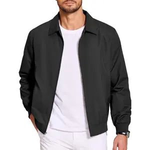 Men's Lightweight Jacket Casual Bomber Windproof Zipper Collar Jacket Golf Windproof Coat