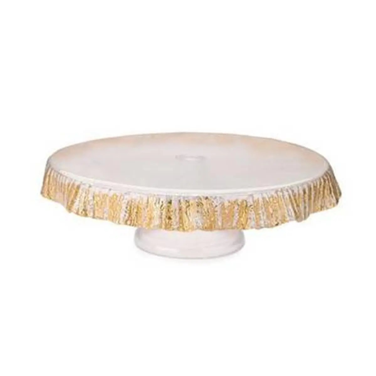 Classic Touch Decor CPD617F 12 in. Glass Scalloped Cake Stand with Gold Leaf, Home & Party Decor, Ideal Gift for Baking Enthusiasts
