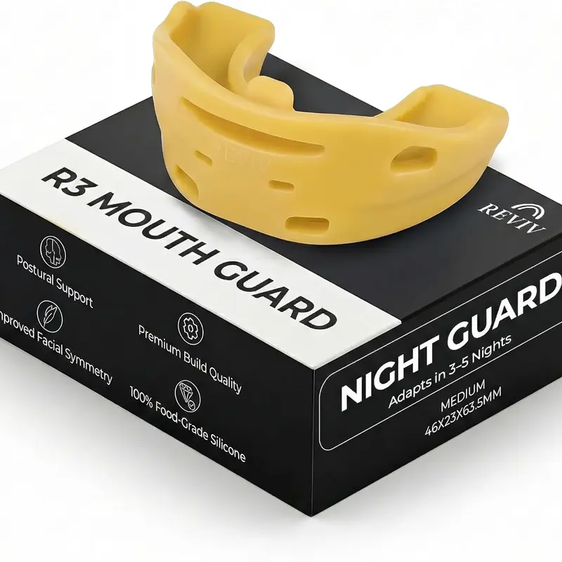 1 × Reviv R3 Firm Food-Grade Silicone Night Mouth Guard - Unscented, Latex-Free, BPA-Free Teeth Grinding & Clenching Mouthpiece, Durable, Supportive Fit, Shape-Retaining, No Molding Required, XL/Large Size for Daily & Overnight Use