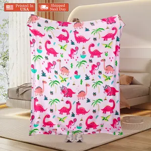 Pink Dinosaur Blanket For Girls: Viral Cute Dino Throw Blowing Up TikTok, Ultra Soft Plush Fleece Blanket Printed In USA For Toddlers & Dinosaur Lovers