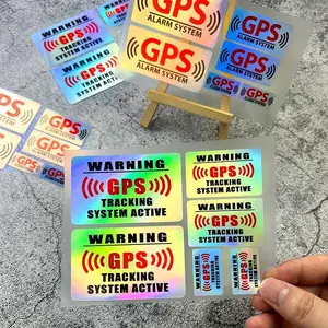Warning GPS Tracking Alarm System Sticker, Vehicle Anti-theft Laser Effect Decals, Self Adhesive Decorative Sticker for Car Motorcycle Bicycle