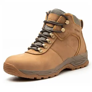 Hiking Boots for Men - Yellow 6" (AZX559) Comfortable Soft Toe Shoes Mid Non Slip Hiking Shoes Outdoor Travel Shoes Leather Waterproof Hiking Boots