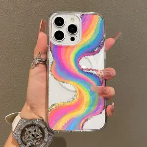 Trendy Magnetic Case for iPhone11/12/13/14/15/16/17/promax, Rainbow Swirl Art Ultra Slim, MagSafe Support, Shockproof | Playful & Fun Style
