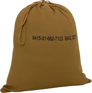 Coyote Brown Military Ditty Bag Canvas Drawstring Laundry Travel Pouch Gear Sack (19" x 16")