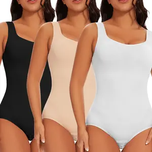 Women Waist Trainer Round Neck Bodysuit Compression Shapewear Tummy Control Body Shaper Lingerie Fit Tank Top