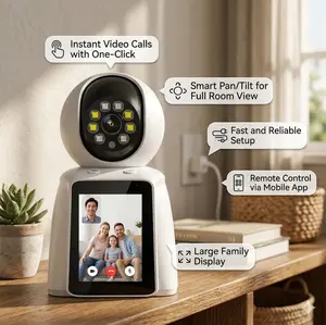 50% limited  2K Indoor WiFi Camera with Built-in Screen & One-Click Video Call | Full Color Night Vision, Motion Alert, USB Plug-in Baby/Elder/Pet Monitor Camera