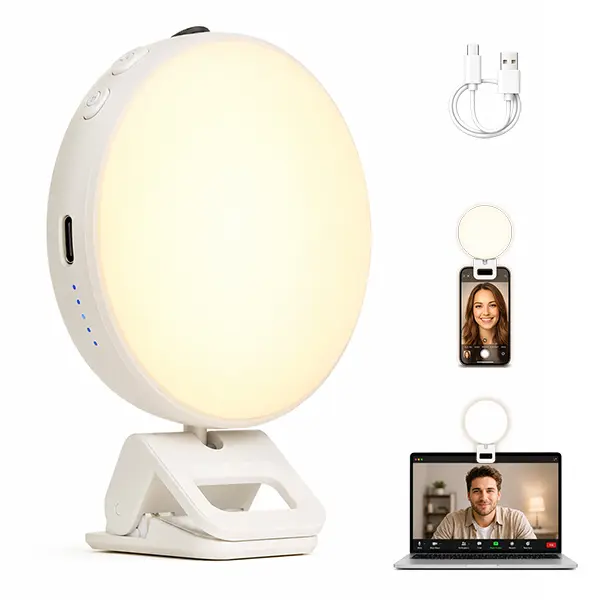 Viozon Selfie Light for iPhone Laptop, 3" Compact Clip on LED Phone Light with 360° Rotation, 1000mAh Type-C Rechargeable Zoom Meeting Light, 36H Runtime, Stepless Dimming 2800K-6500K