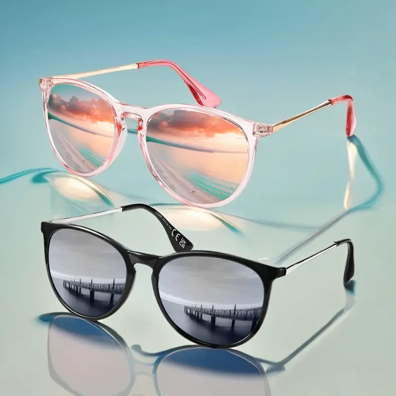 FEICE Unisex Polarized Sunglasses Set - 2-Pair Full-Rim Plastic Oval TAC Shades, Eyewear Fashion for Driving, Fishing, to Improve Visual Clarity, Stylish Accessories