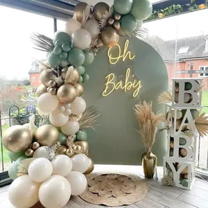 Sage Green Balloon Garland Arch Kit 153 count Sand White Chrome Metallic  Avocado Olive Boho Pastel Balloons for  Shower Birthday Wedding Jungle Safari Party Decorations