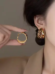 Vintage Elegant Leopard Circle Earrings for Women, Daily Wear, Valentine's Day Gift, Boho Style, All Seasons, Faux Pearls, Copper Chain