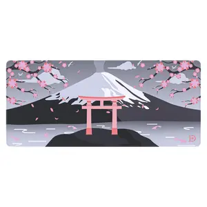 Night Blossom (Mt. Fuji) Deskpad | Water-Resistant | 5mm Thick | Anti-Slip Rubber Base | Soft-Polyester Top