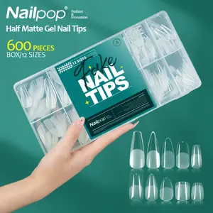 600PCS Nail Tips Full Cover Medium Length Ballerina Press On False Nail Extenison Tips With Box For Salons And Home DIY Tools