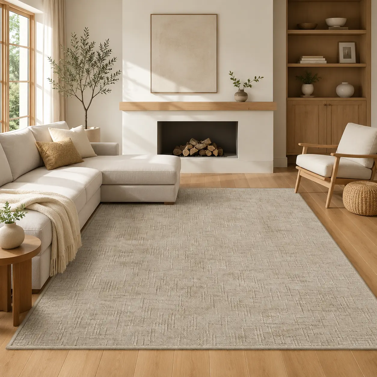 ComiComi Beige Textured Minimalist Area Rug, Pets&Kids Friendly Rugs,Soft Low Pile Machine Washable Rug, Non-Slip Rugs,Water&Stain Resistant Rugs For Living Room, Bedroom, Home Office, Dining Room,Kids Room,Nursery,SummerSale(3x5/6x9/8x10/9x12)