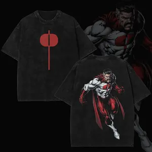 Omni-Man Vintage Graphic Oversized Acid Washed T-Shirt Black