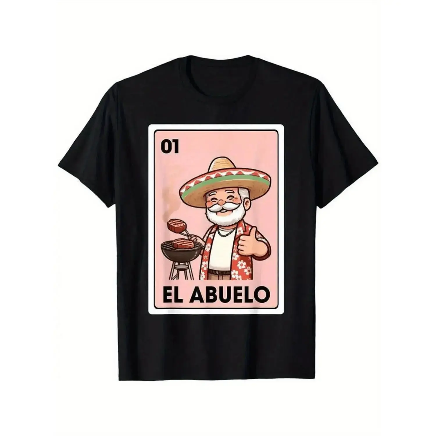 Vintage Mexican Bingo Card Graphic T Shirt El Abuelo Grilling Grandpa Design Themed Parties Casual Wear