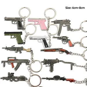Hot Game Keychain Jewelry Weapon Mini Gun Model Metal Pendant Key Chain Fashion Bag Car Key Holders Gift For Kids Men