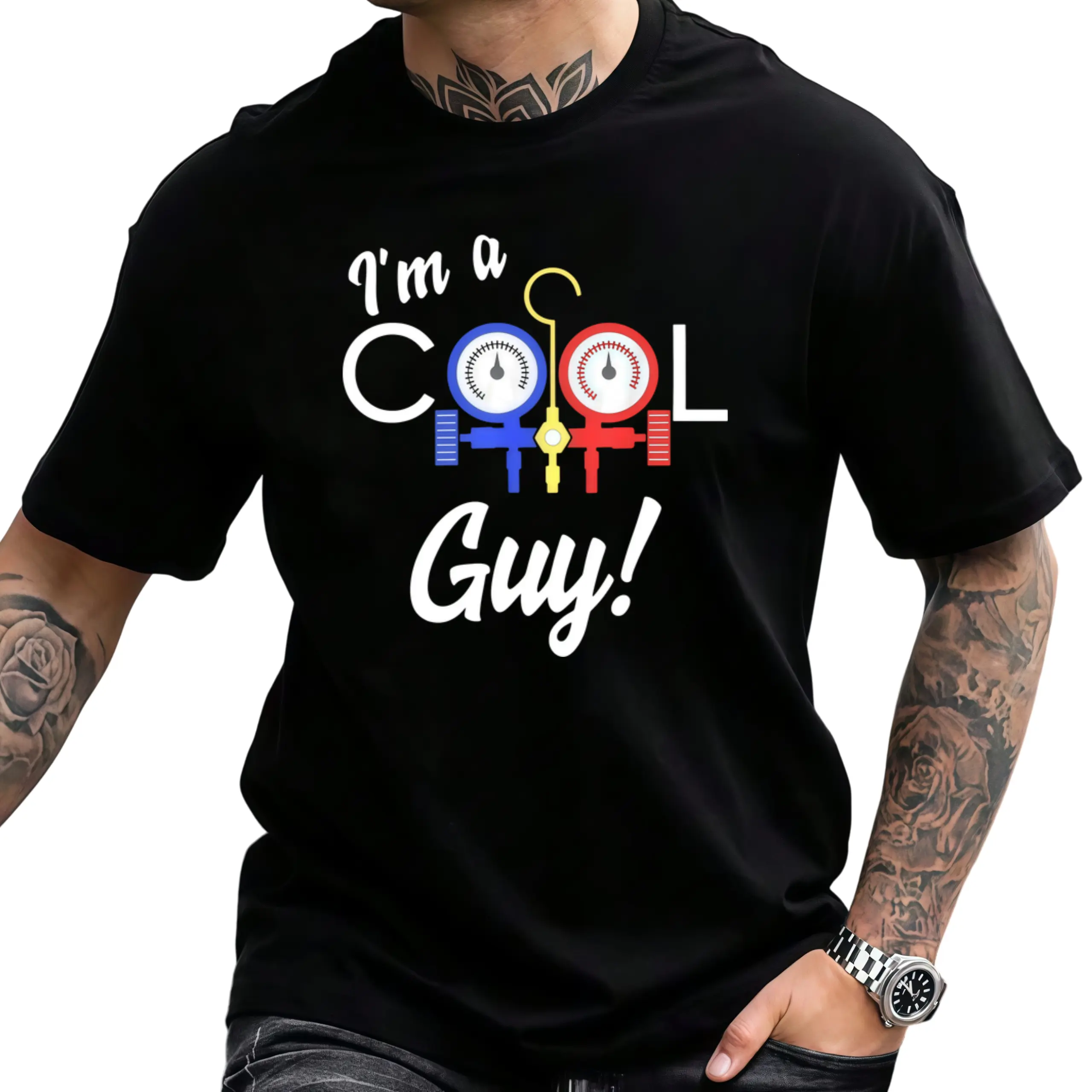 Men's Cool Guy Air Conditioning Repair Technician TShirt for Both Hot And Cold Weather Soft Breathable Comfortable Material Short Sleeve Top Camisa De Hombre Graphic Tee Men.jpgSame Style for Men and Women 2025 Summer Short-sleeved Printed T-shirt