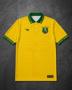 Brazil Style Soccer Jersey – Vintage Yellow Green Football Fan Shirt, Lightweight Breathable Sports Tee