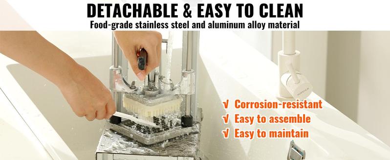 VEVOR Commercial French Fry Cutter with 4 Replacement Blades, 1/4″ & 3/8″ Blade Easy Dicer Chopper, 6-wedge Slicer & 6-wedge Apple Corer, Kitchen Vegetable Fruit Chopper Lemon Potato Cutter for French