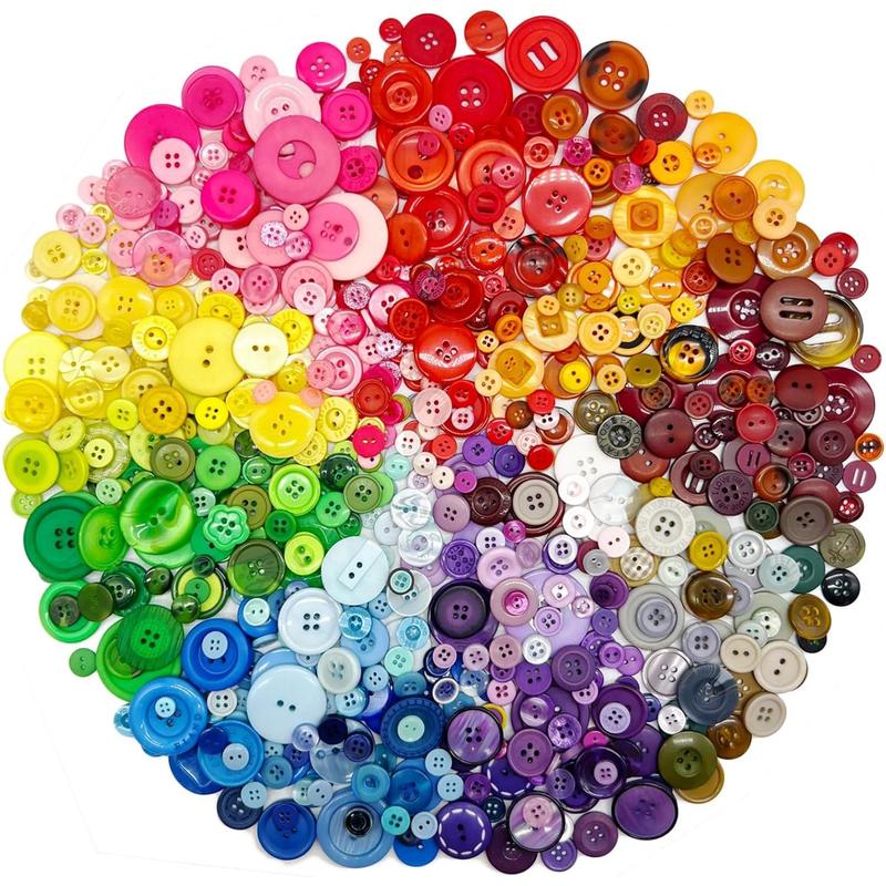500-700 PCS Assorted Mixed Color Buttons 2 and 4 Holes Round Craft for ...