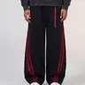 TELLFUN Men's Baggy Sweatpants - Y2K 2000s Vintage Woven Wide-Leg Joggers with Side Stripes, Elegant Unisex Oversized Casual Streetwear for Everyday Loungewear, Summer Vibes Men's Bottoms