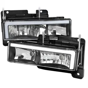 1988-1998 Chevrolet/GMC C10 C/K LED Strip Factory Style Headlights (Matte Black Housing/Clear Lens)