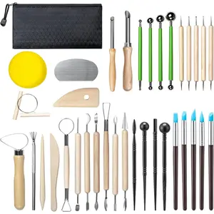 36 PCS Clay Sculpting Tools Kit Pottery Tools for Stippling Carving Molding Shaping Clay Crafts for Beginners Hobbyists Artists