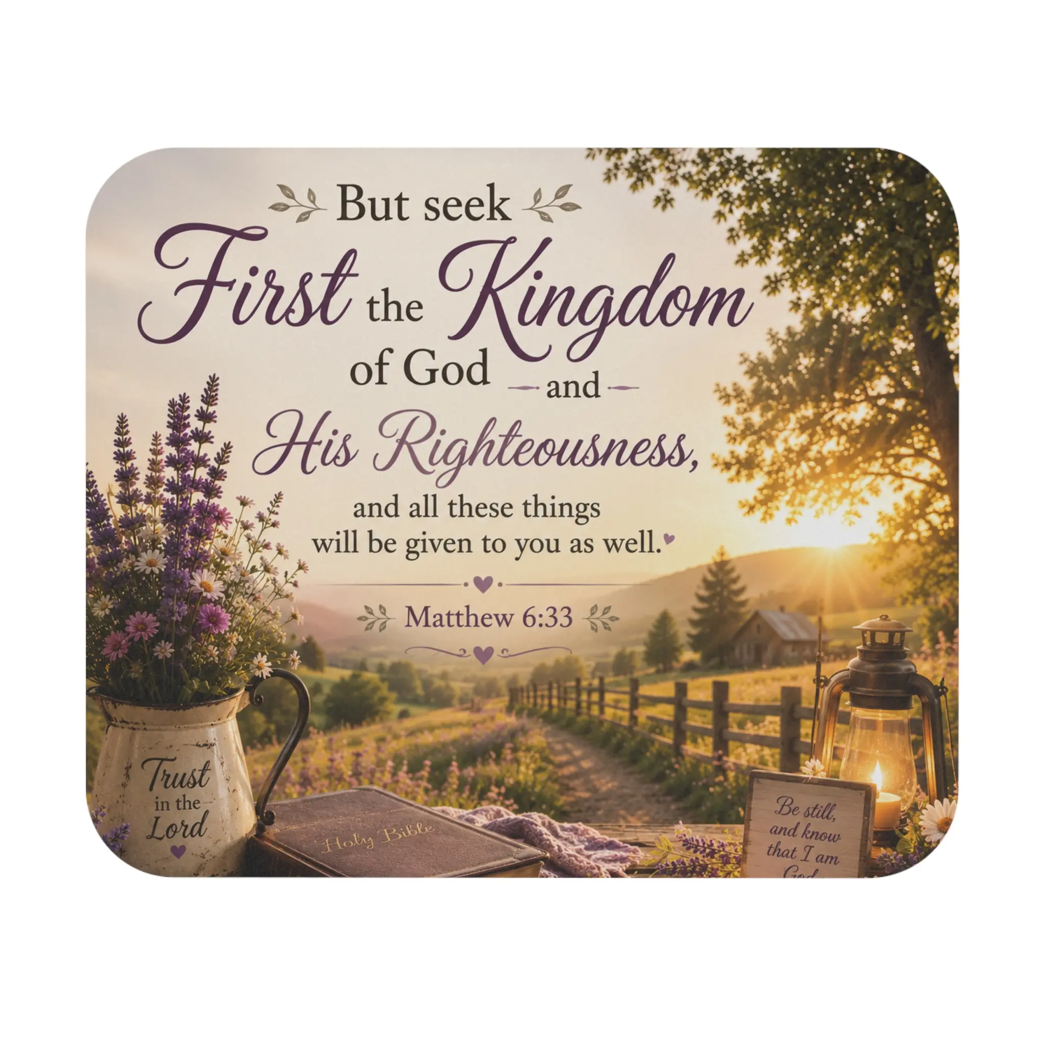 Seek First the Kingdom of God Mouse Pad | Matthew 6:33 Scripture Desk Mat