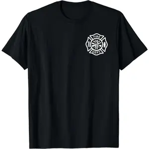 [100% Cotton] Fire Department Logo Uniform Fireman Symbol Firefighter Gear T-Shirt