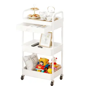 Kitchen Floor Storage Rack with Drawers Manufacturer Wholesale Beauty Salon Small Cart In Stock Dormitory Storage Rack Small Cart