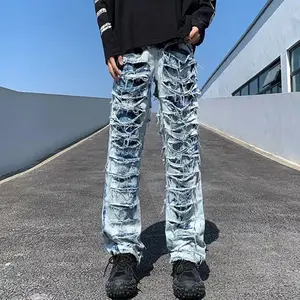 Ropa Grunge Y2K Streetwear Stacked Ripped Jeans Baggy Pants Men Clothing Straight Kanye Hip Hop Denim Trousers Kot Pantolon