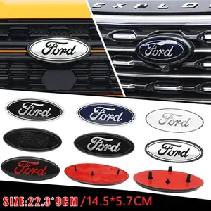 1Pcs Aluminum alloy+ABS 14.5/22.3cm Car Front Grille Emblem Badge Sticker For Ford Focus Mondeo MK2 MK4 F150 F250 Edge Explorer Emblem Decoration Auto Replacement Accessories Car Decals