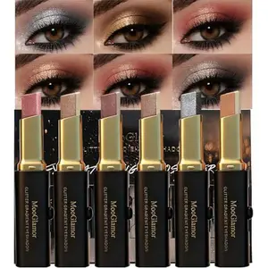 6 Pcs Glitter Eye Shadow Stick Shimmer Eye Shadow Set with Two-Color Gradient and Waterproof Eyeshadow Pen for Long Lasting Eye Makeup Gift