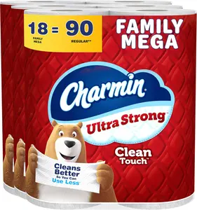 Ultra Strong Clean Touch Toilet Paper, 18 Family Mega Rolls = 90 Regular Rolls
