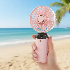 Mini Handheld Cooling Fan USB Rechargeable Portable Foldable LED Display 5 Speed Settings Home Office Outdoor Use