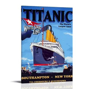 Titanic-poster White Star Line Posters Music Album Cover Posters Canvas Wall Art High-Resolution Vintage Band & Artist Prints for Room